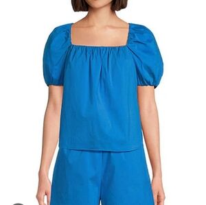 Alex Marie Royal Blue Puff Sleeve Blouse